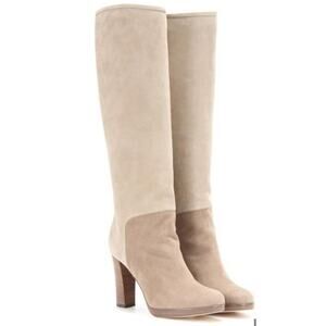 Loro Piana Thador Beige Suede Heeled Boots